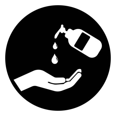 Eller Dezenfekte Sembolü İşareti, Vektör İllüzyonu, Beyaz Arkaplan Etiketinde İzole Et. EPS10 