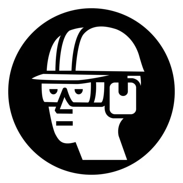 Draag Hard Hat Chemische Brillen Oorkappen Symbool Sign Vector Illustratie — Stockvector