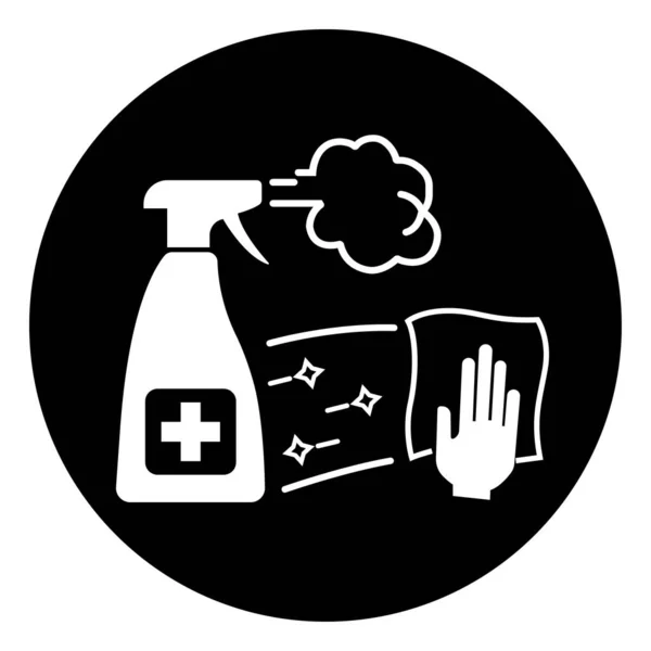 Desinfecte Superficie Trabajo Equipo Sobre Una Base Regular Signo Símbolo — Vector de stock
