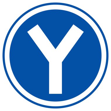Y - Kavşak Trafik İşareti, Vektör İllüstrasyonu, Beyaz Arkaplan Etiketi İzole Et. Bölüm 10  
