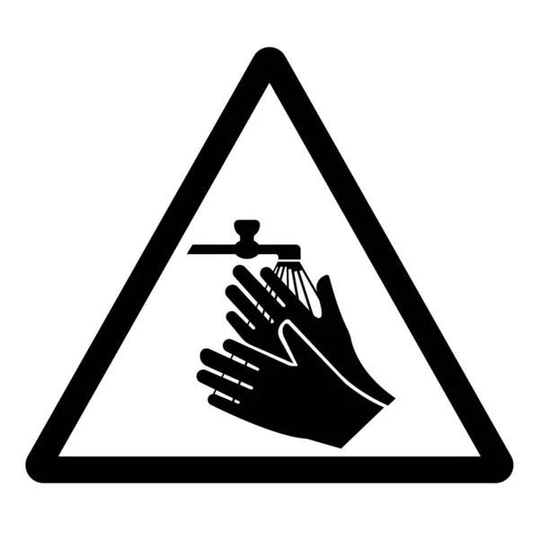 Aviso Por Favor Lave Seu Sinal Símbolo Mão Ilustração Vetorial — Vetor de Stock