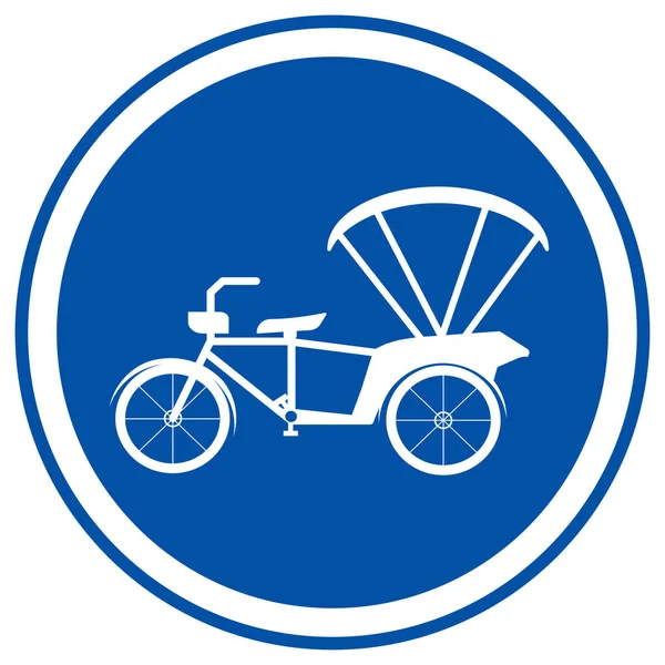 Bicicleta Triciclo Trânsito Estrada Sinal Amarelo Ilustração Vetorial Isolar Etiqueta — Vetor de Stock