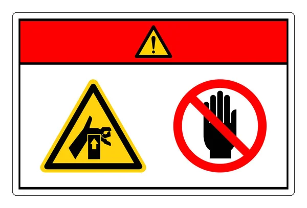 危险的手从下面挤压力不要碰符号符号 矢量说明 白色背景标签上的隔离 Eps10 — 图库矢量图片