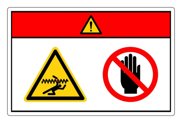 危险暴露旋转部分会导致服务伤害或死亡 请勿触摸符号符号 矢量图解 白色背景标签隔离 Eps10 — 图库矢量图片