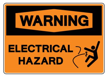 Uyarı Elektriksel Tehlike Sembol İşareti, Vektör İllüstrasyonu, Beyaz Arkaplan Etiketinde İzole Edilme. EPS10 