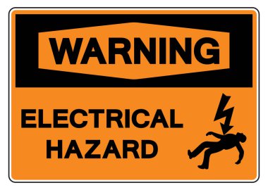 Uyarı Elektriksel Tehlike Sembol İşareti, Vektör İllüstrasyonu, Beyaz Arkaplan Etiketinde İzole Edilme. EPS10 