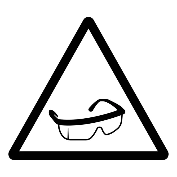 Warning Wear Eye Protection Symbol Sign Vector Illustration Isolated White — Stock Vector