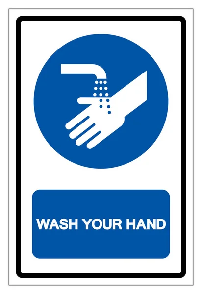 Please Wash Your Hand Symbol Sign Vector Illustration Isolated White — Stock Vector