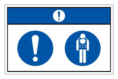Dikkat: Can Yelekleri Sembol İşareti, Vektör İllüstrasyonu, Beyaz Arkaplan Etiketinde İzolasyon. EPS10 