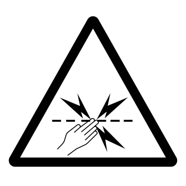 警告電気フェンシングシンボルサイン ベクトルイラスト 白の背景ラベルに分離Eps10 — ストックベクタ