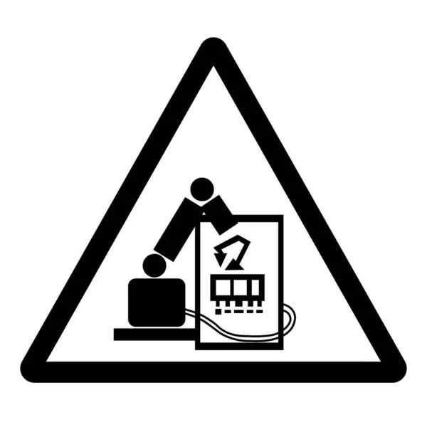 Advertencia Cuidado Con Signo Símbolo Robot Ilustración Vectores Aislamiento Etiqueta — Vector de stock