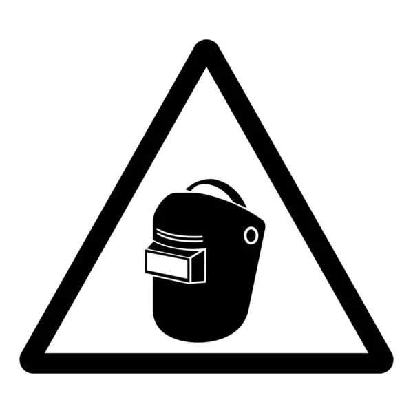 Warning Welding Helmet Symbol Sign Vector Illustration Isolate White Background — Stock Vector