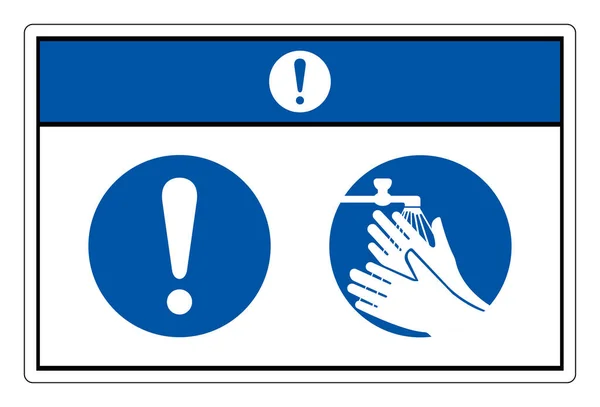 Upozornění Umyjte Prosím Symbol Ruky Vektorovou Ilustraci Izolovaný Štítek Bílém — Stockový vektor