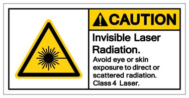 Dikkat Görünmez Lazer Radyasyon Sembol İşareti, Vektör İllüstrasyonu, Beyaz Arkaplan Etiketinde İzole Edin. EPS10 