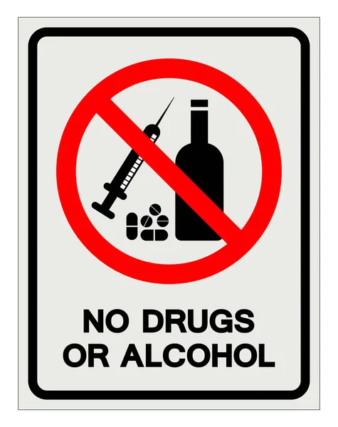Ninguna Droga Símbolo Del Alcohol Firma Ilustración Del Vector Aísle — Archivo Imágenes Vectoriales