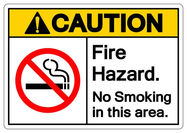 Achtung Brandgefahr Rauchverbot Diesem Bereich Symbol Zeichen Vektor Illustration Isoliert — Stockvektor