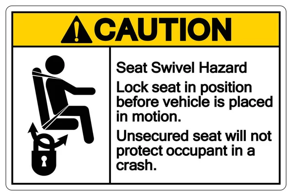 2015 Caution Lock Seat Position Vehicle Placed Motion Symbol Sign — 스톡 벡터
