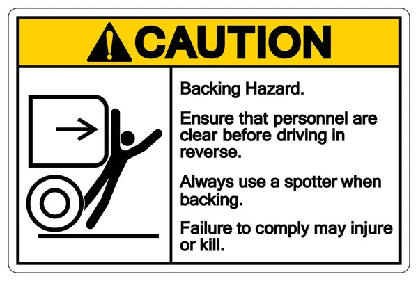 Caution Backing Hazard Symbol Sign Vector Illustration Isolate White Background — Stock Vector