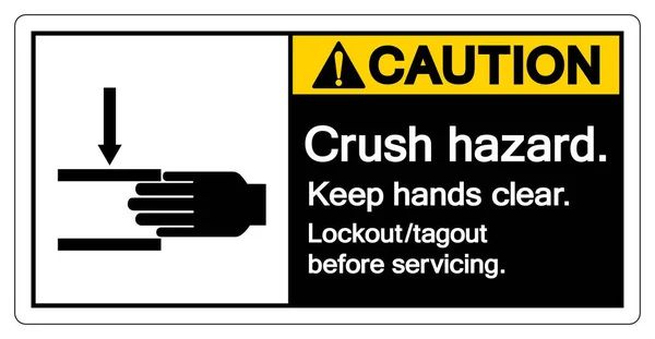 小心压碎危险保持双手清晰符号符号 矢量图解 白色背景标签上的隔离 Eps10 — 图库矢量图片