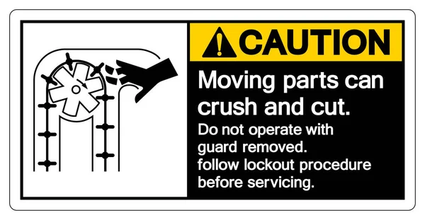 Caution Moving Parts Can Crush Cut Operate Guard Removed Follow — Stockvector