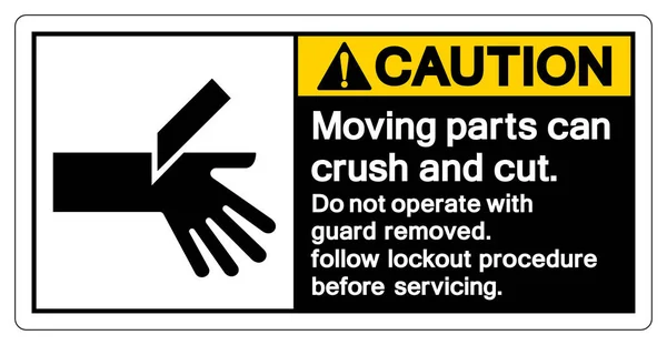 Caution Moving Parts Can Crush Cut Operate Guard Removed Follow — Wektor stockowy