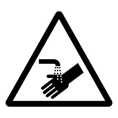 Lütfen Beyaz Arkaplan Etiketinde İzole Edilmiş El Sembolü Tabelasını, Vektör İllüzyonunu Yıka. EPS10 