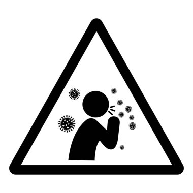 Yeni Öksürük Semptomları Covid-19 Sembol İşareti, Vektör İllüstrasyonu, Beyaz Arkaplan Etiketinde İzole EPS10. 