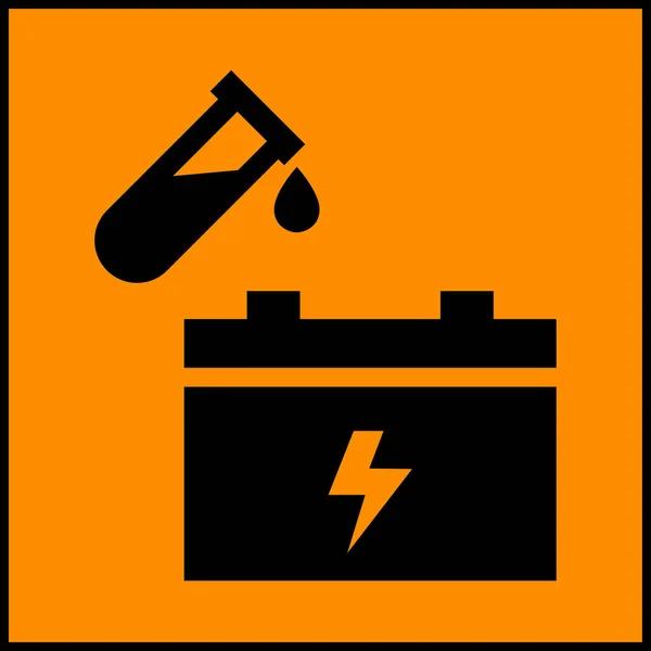 Warning Battery Acid Symbol Sign Vector Illustration Isolated White Background — Stock Vector