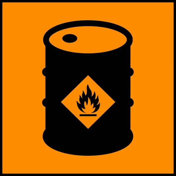 Aviso Sinal Símbolo Químico Inflamável Ilustração Vetor Isolar Rótulo Fundo — Vetor de Stock