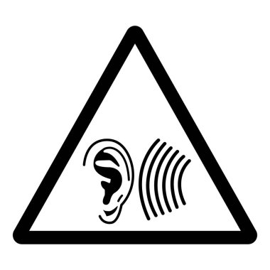 Uyarı Yüksek Gürültü Alanı Sembol İşareti, Vektör İllüstrasyonu, Beyaz Arkaplan Etiketinde İzolasyon. EPS10 