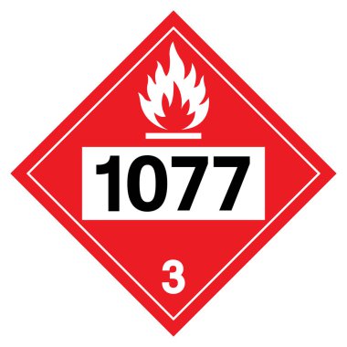 UN1077 Sınıf 3 Propilen Sembol İşareti, Vektör İllüstrasyonu, Beyaz Arkaplanda İzolasyon, Etiket .EPS10 