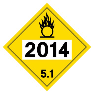 UN2014 Sınıfı 5.1 Hidrojen Peroksit Sembol İşareti, Vektör İllüstrasyonu, Beyaz Arkaplan İzolasyonu, Etiket .EPS10 
