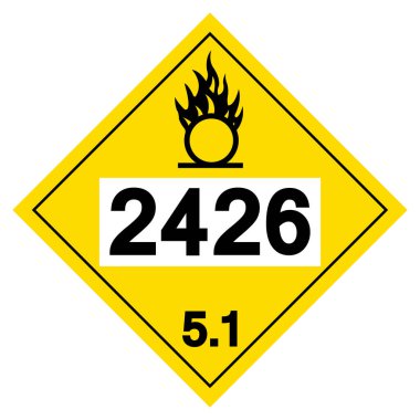 UN2426 Sınıfı 5.1 Amonyum Nitrat Sembol İşareti, Vektör İllüstrasyonu, Beyaz Arkaplanda İzole EPS10 