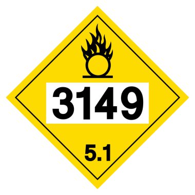 UN3149 Sınıfı 5.1 Hidrojen Peroksit Sembol İşareti, Vektör İllüstrasyonu, Beyaz Arkaplan İzolasyonu, Etiket .EPS10 