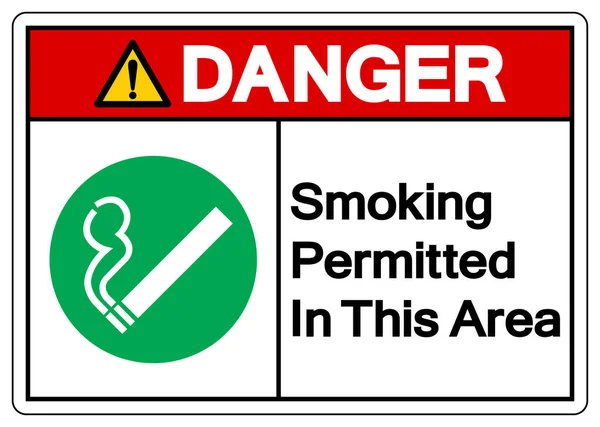 Gefahr Rauchen Diesem Bereich Gestattet Symbol Zeichen Vektor Illustration Isoliert — Stockvektor