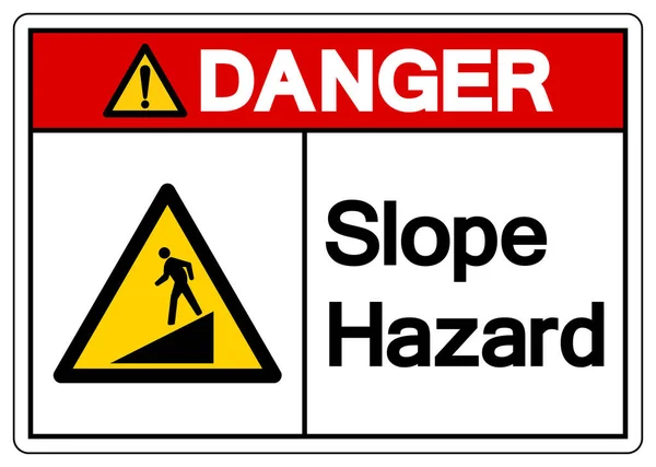 2010 Danger Slope Hazard Symbol Sign Vector Illustration Isolate White — 스톡 벡터