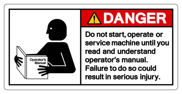 Danger Read Understand Technical Manual Servicing Machine Symbol Sign Vector — Stock Vector