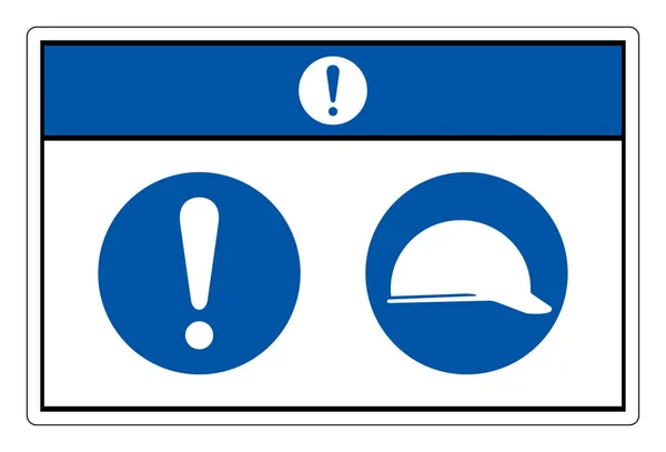 Aviso Signo Símbolo Protección Cabeza Ilustración Vectorial Aislamiento Etiqueta Fondo — Vector de stock