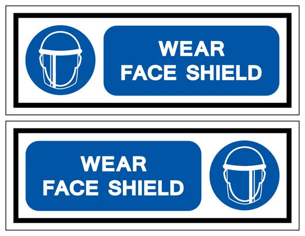 สวมเคร องหมาย Face Shield ภาพวาดเวกเตอร แยกบนฉลากพ นหล ขาว เอส10 — ภาพเวกเตอร์สต็อก