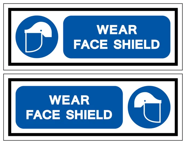 สวมเคร องหมาย Face Shield ภาพวาดเวกเตอร แยกบนฉลากพ นหล ขาว เอส10 — ภาพเวกเตอร์สต็อก