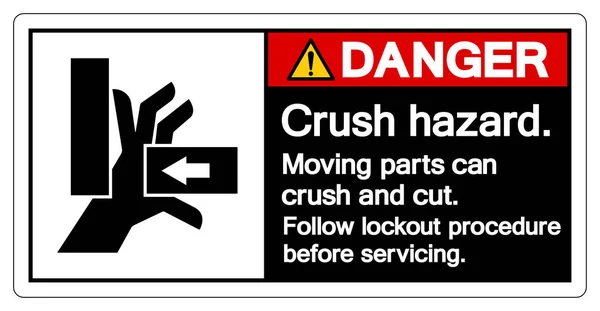 Danger Crush Hazard Moving Parts Can Crush Cut Sign Vector — стоковый вектор