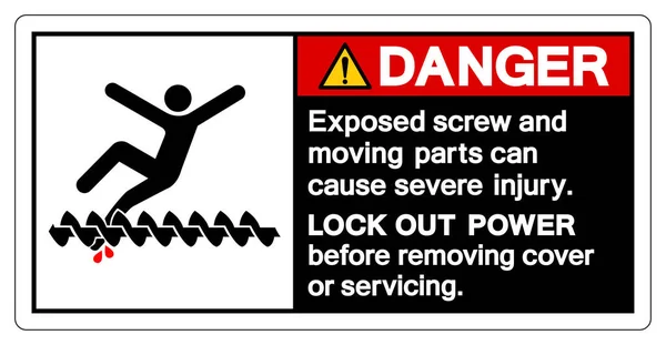 2015 Danger Exposed Screw Moving Parts Can Caused Injury Symbol — 스톡 벡터