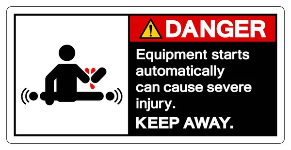 Équipement Danger Démarre Automatiquement Peut Causer Signe Symbole Blessure Grave — Image vectorielle