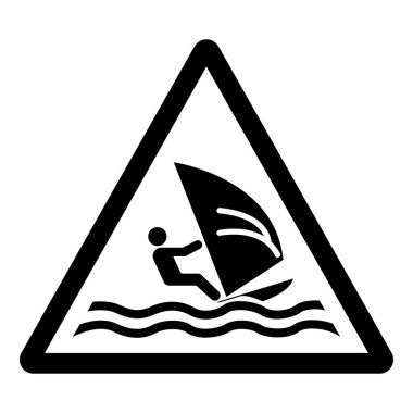 Uyarı Windsurfing Alanı Sembol İşareti, Vektör İllüstrasyonu, Beyaz Arkaplan Etiketinde İzolasyon. EPS10 