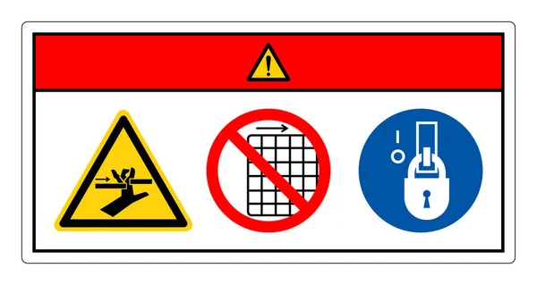 Les Pièces Mobiles Écrasement Main Danger Retirent Pas Signe Symbole — Image vectorielle