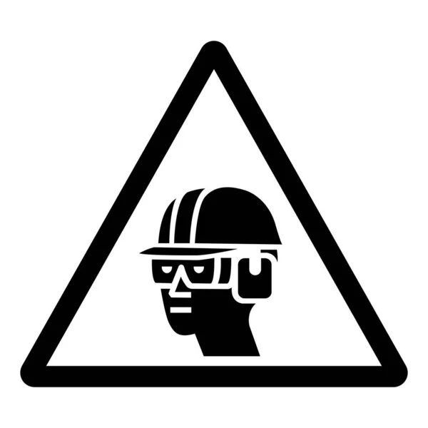 Wear Hard Hat Chemical Goggles Ear Muffs Symbol Sign Vector — Stock Vector