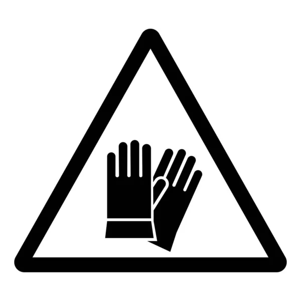 Draag Safety Gloves Symbool Sign Vector Illustration Isolate White Achtergrondetiket — Stockvector