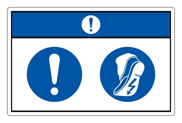 Aviso Use Sinal Antiestático Símbolo Calçado Ilustração Vetor Isolar Etiqueta — Vetor de Stock
