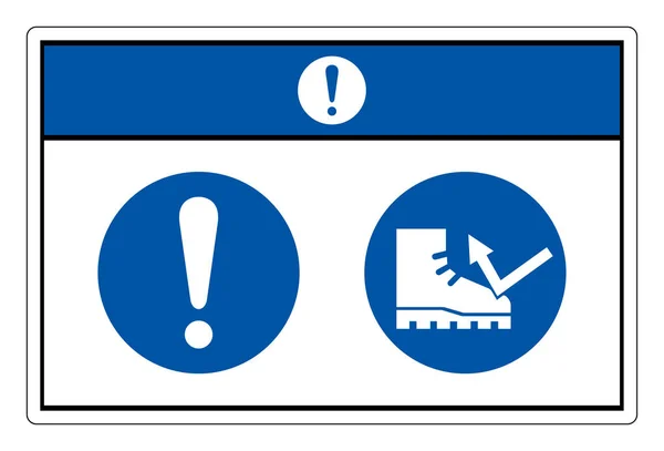 Aviso Utilice Signo Símbolo Zapatos Dedo Del Pie Acero Ilustración — Vector de stock