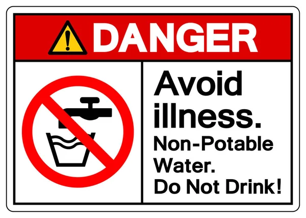 Gevaar Vermijd Ziekte Niet Drinkbaar Water Drink Geen Symbool Sign — Stockvector